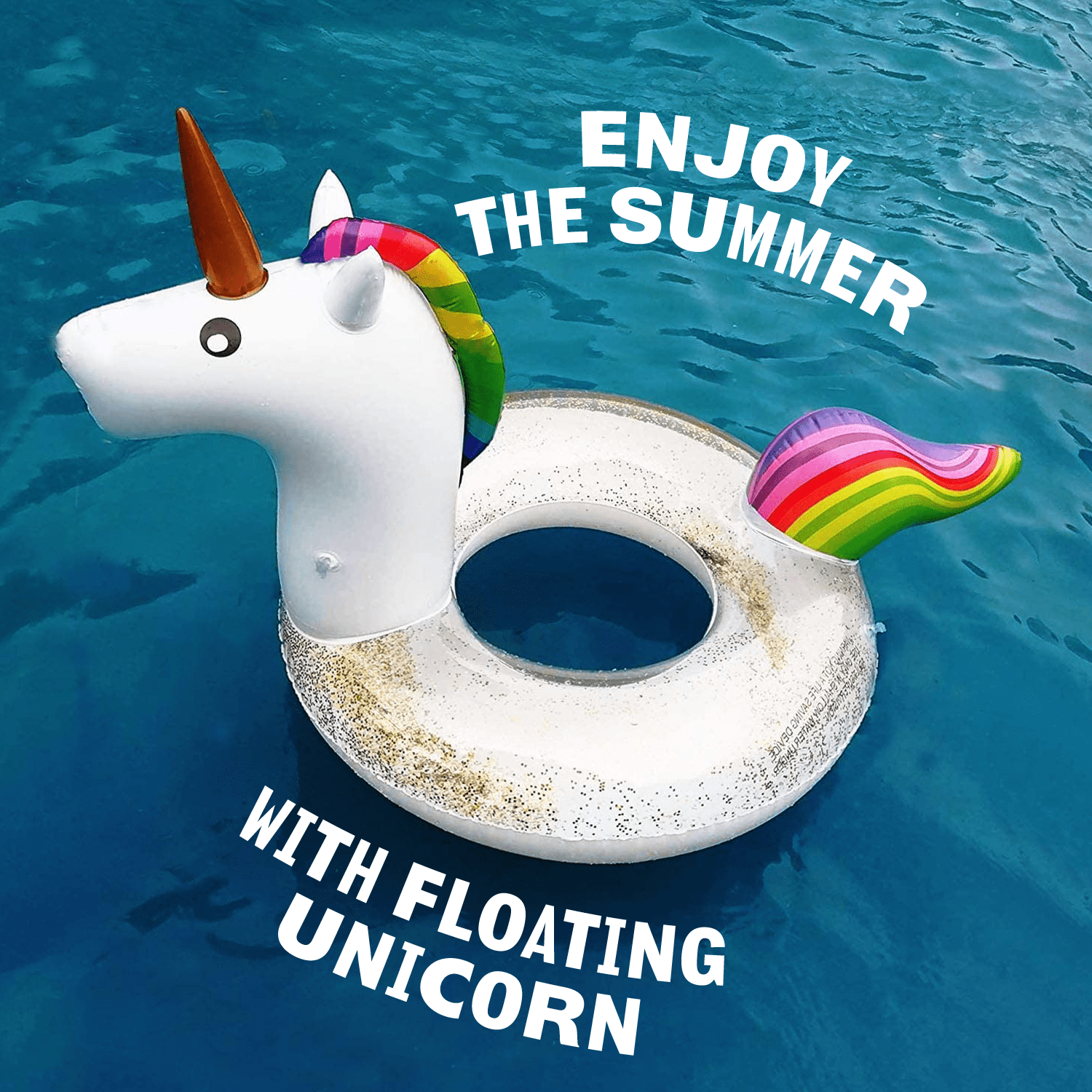 Inflatable Unicorn Pool Float Ride with Fast Valves Large Rideable Blow-up Summer Beach Swimming Pool Toys Kids Adults (48 inch)