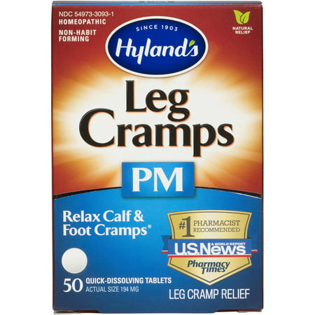 Hyland's Night Time Leg Cramps PM Tablets, Natural Cramp Pain Relief with Restful Sleep, 50 (Best Home Remedy For Cramps)