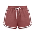 thumbnail image 6 of Olyvenn Women's Summer Casual Athletic Track Shorts Drawstring Elastic Waist Contrast Piping Wine XL, 6 of 6