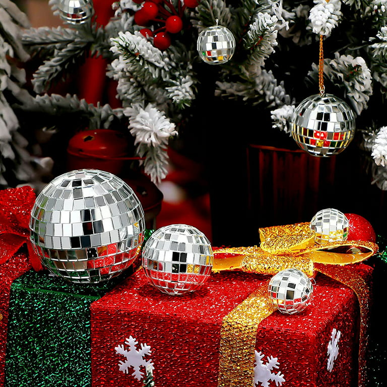 20 Pcs Hanging Mirror Disco Ball Glass Disco Ball Christmas Tree Ornaments Refle