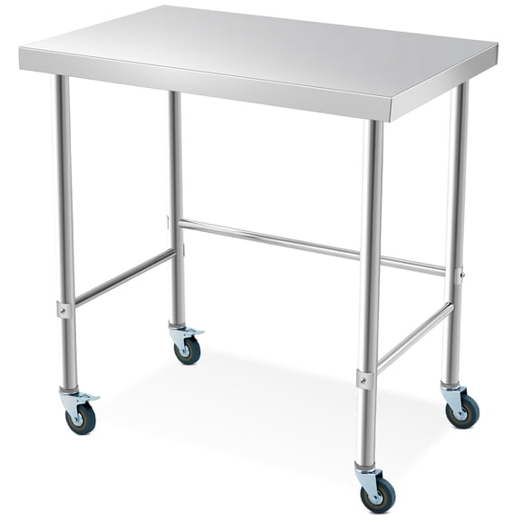 Heavy Duty Stainless Steel Work Table - Commercial Prep Utility Table - Industrial Metal Construction, Easy to Clean, No Under Shelf - Ideal for Restaurant, Kitchen, Garage, or Warehouse