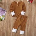 thumbnail image 2 of ZAXARRA Baby Clothes with Buttons, Contrast Color Long Sleeve Tops+Long Pants, 2 of 5