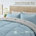 thumbnail image 4 of Queen Comforter Set, 7 Pieces Bed in a Bag Queen, Complete Bedding Set Includes Comforter, Flat Sheet, Fitted Sheet, Pillowcases and Pillow Shams, Blue & Light Grey, 4 of 14