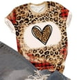 thumbnail image 6 of Women's Valentine's Day Short Sleeve Shirts Graphic Leopard Pullover Tops Plus Size S-6XL Casual Tee Blouses (2XL, Brown-F), 6 of 7