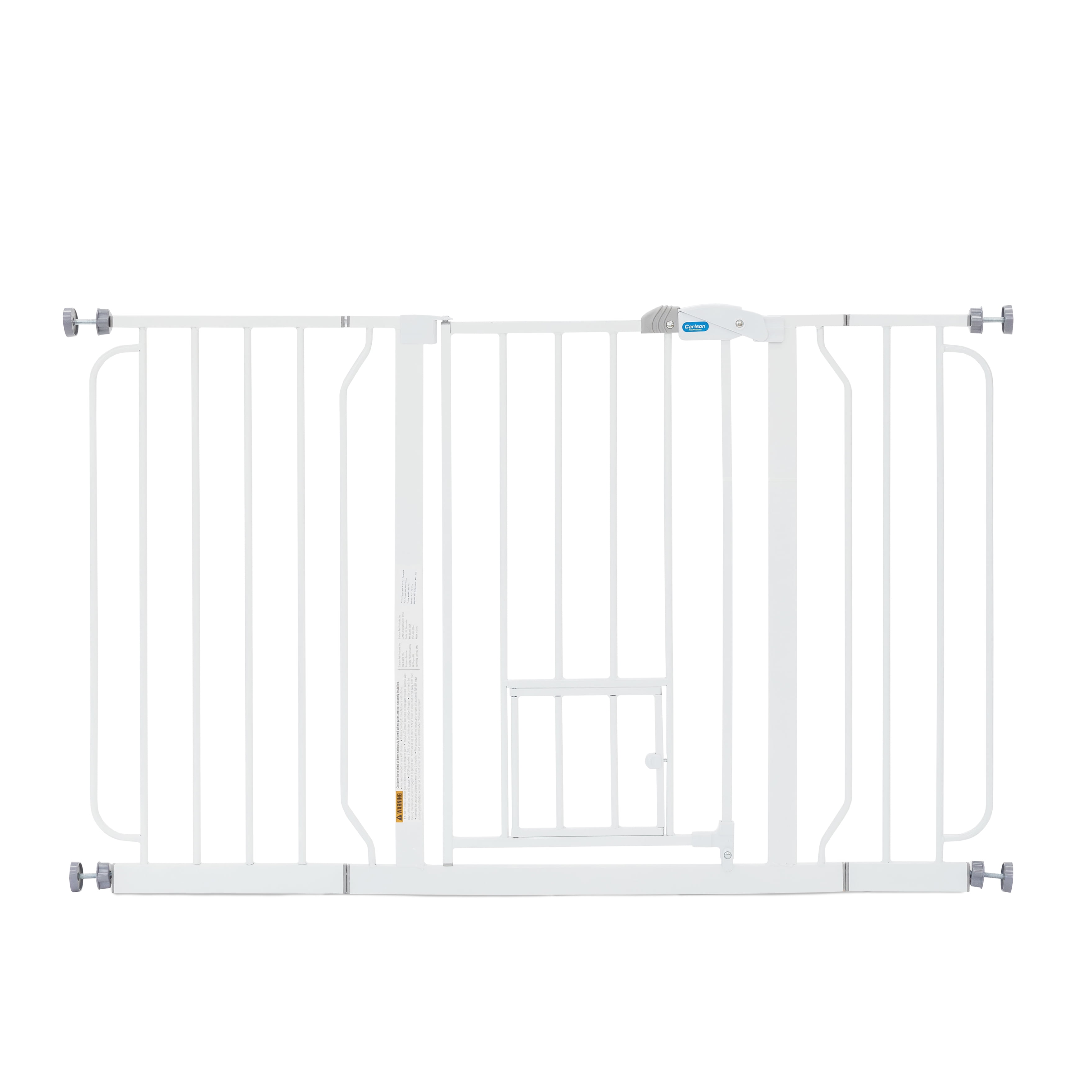 Carlson White Metal Walk-Thru Pet Gate with Lift Handle and Pet Door, 30" H x 29"-51" W