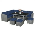 thumbnail image 4 of Patiojoy Outdoor Wicker Coversation Set, 7 Piece, with Navy Cushions, 4 of 9