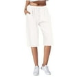 thumbnail image 1 of JIUKE Womens Capri Pants Drawstring High Waisted Capris Straight Wide Leg Summer Fitted Cropped Lounge Trousers, 1 of 5