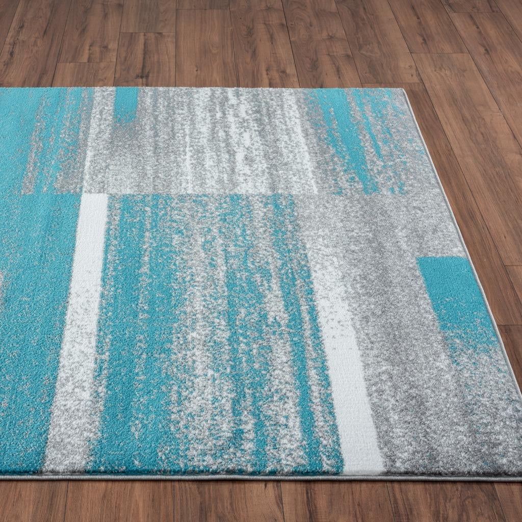 Luxe Weavers Art Deco Abstract Geometric Turquoise 2x3 Area Rug for Living Rooms