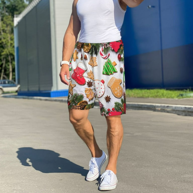 Set Men Happy Shorts Men's Christmas Pajama Set Gingerbread Gray