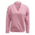 thumbnail image 5 of Women's Solid Color Casual Knit V Neck Loose Sweater, 5 of 6