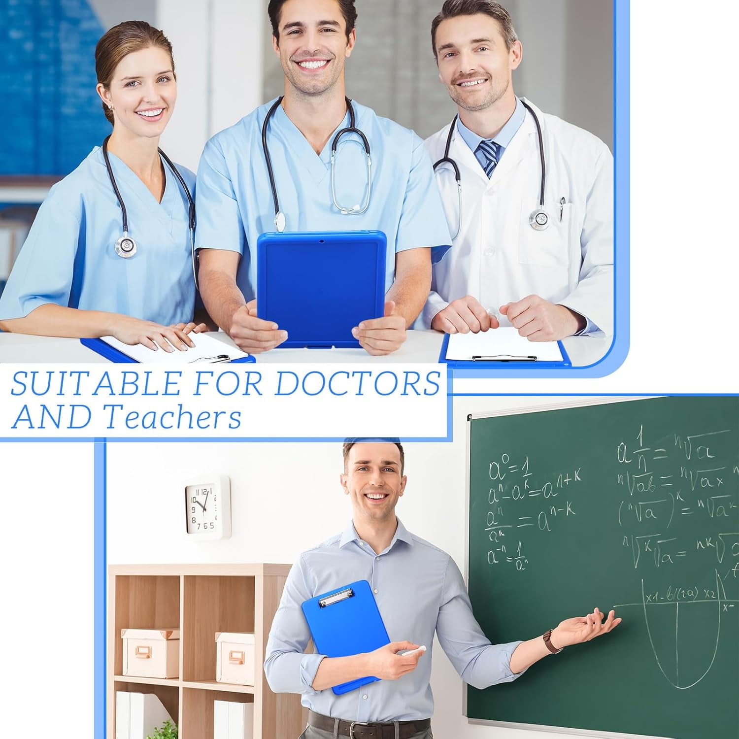 Plastic Clipboard with Storage Heavy Duty Portable Writing Boards for 150 Sheet A4 Paper with Pen Holder Large Capacity Clipboards for Nurse Teacher Student Classroom Office