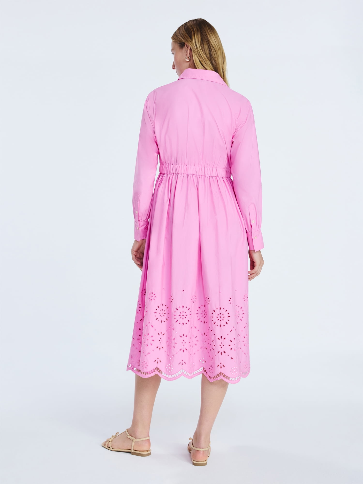 Free Assembly Women’s and Women's Plus Cotton Eyelet Maxi Shirtdress, Sizes XS-4X