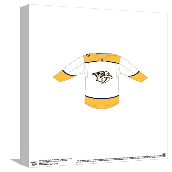 Gallery Pops NHL - Nashville Predators - Road Uniform Front Canvas Wall Art, Unframed Version, 12" x 12"