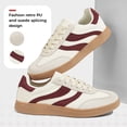thumbnail image 3 of LUCKY STEP Womens Retro Suede Sneakers Gum Sole Low-Top Casual Shoes,Beige&Red, 3 of 9