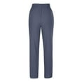 thumbnail image 4 of 2pc Linen Pants for Women Straight Leg Elastic Waist Drawstring Trousers with Pockets Solid Color Pants (M, Navy), 4 of 8