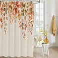 thumbnail image 4 of Fabric Shower Curtain Fall Thanksgiving Retro Autumn Leaves Linen Texture Shower Curtains with 12 Hooks Waterproof Machine Washable Bath Curtains for Bathroom, 48x 72in, 4 of 6