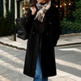 thumbnail image 2 of Ihhxva Coat for Women Double Breasted Overcoat Women's Long with Pockets and Lapel Collar Solid Color Office Commute Casual Outings S-2XL, 2 of 9