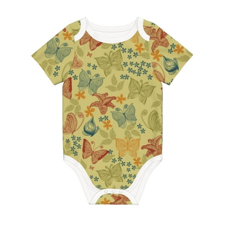 

Matuu Floral with Butterflies for Baby Short-Sleeve Bodysuit Soft Cotton Comfortable and Breathable Perfect for Newborns and Infants