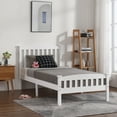 thumbnail image 3 of BAYUELSWU Bed Frame with Headboard and Footboard, Vertical Wood Bed Frame for Bedroom, White - 42.44" x 78.94" x 39.17", 3 of 6