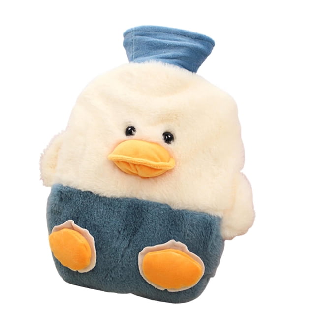 Bolsa de agua caliente con bonita funda de vellón, para aliviar el dolor de dismenorrea de cuello y hombros (azul)