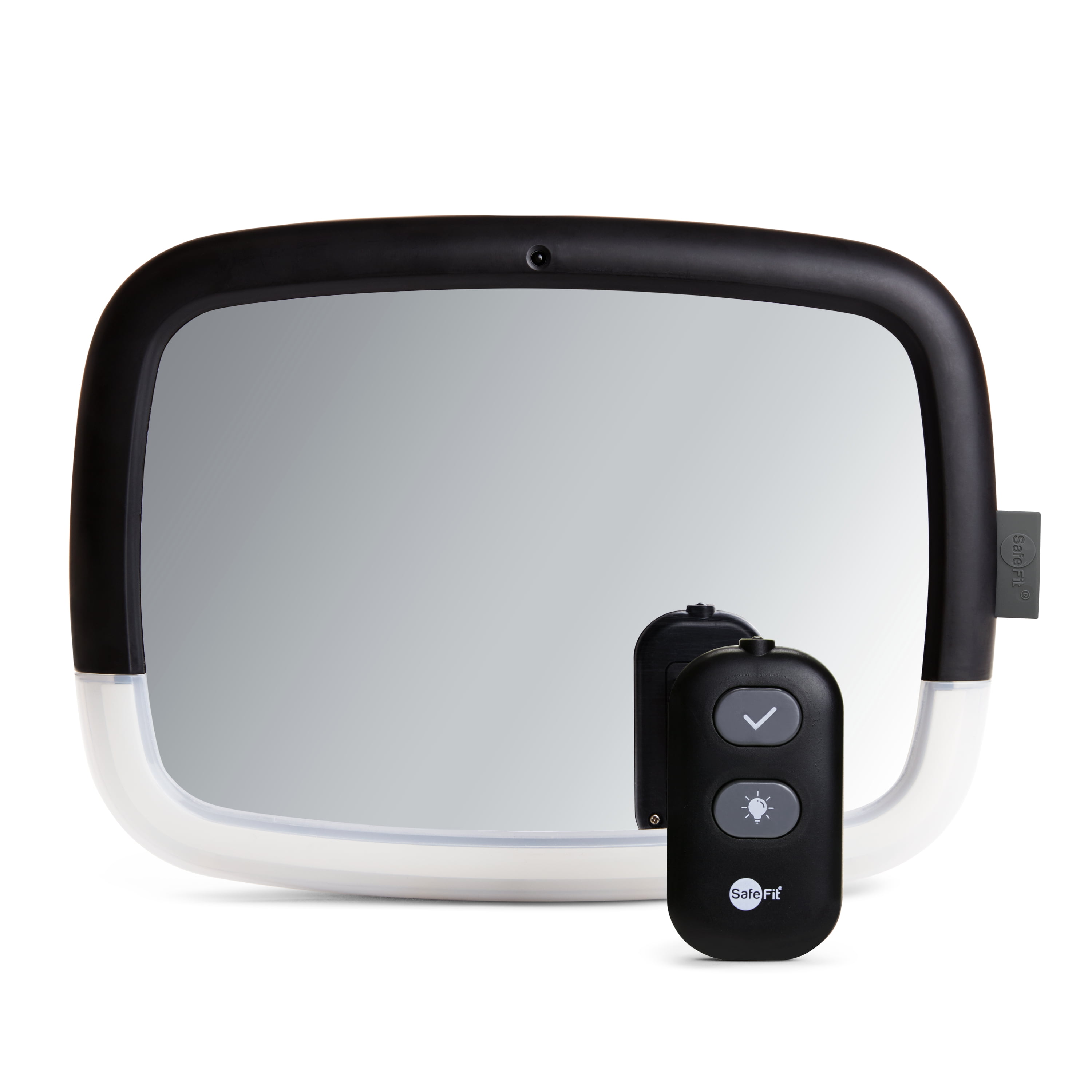 SafeFit 360 Pivoting Baby Adjustable Night Light Car Mirror, Black
