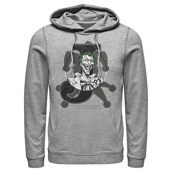 Men's Batman Joker Symbol Pull Over Hoodie Athletic Heather 3X Large