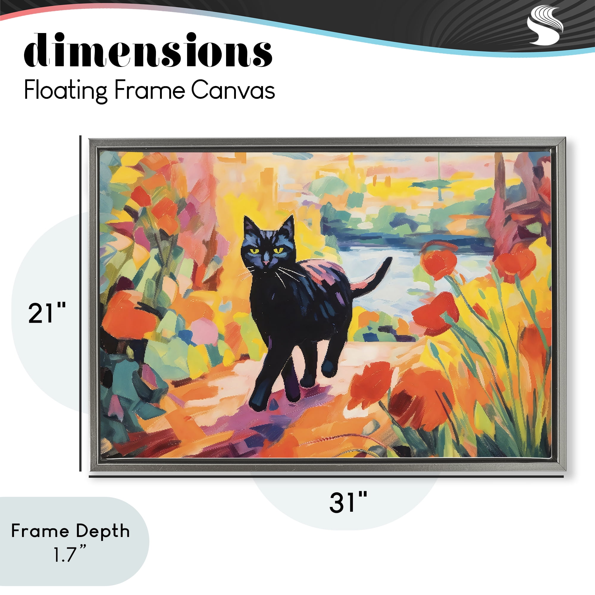 Stupell Industries Sunlit Black Cat in Garden Gray Framed Floater Canvas Wall Art, design by Creative Studio