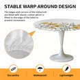 thumbnail image 6 of Yellow Poppy Flower Elastic Fitted Round Table Cover Floral Leaves Plant Waterproof Outdoor Tablecloth for Holiday Party, Picnic, Patio & Dining Fits Tables Up to 55"-60", 6 of 8