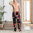 thumbnail image 5 of Uemuo Red Mushrooms Pattern Men's Wide Leg Palazzo Lounge Pants with Pockets Light Weight Loose Comfy Casual Pajama Pants-Small, 5 of 9