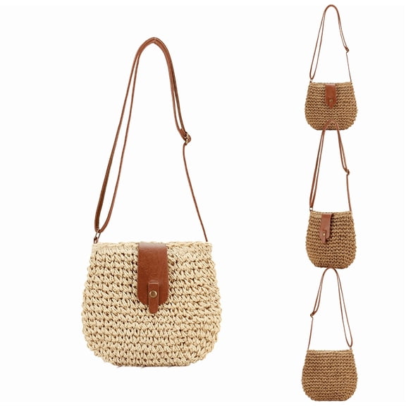 Yoyauz Women's Grass Woven Beach Bag - Women's Beach Handmade Woven Handbag, Summer Mesh Hollow Shoulder Bag, Suitable for Holidays