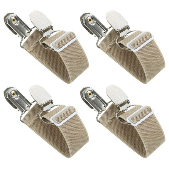ifundom Khaki Metal and Elastic Trouser Fixing Clips for Outdoor Activities 4Pcs