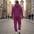 thumbnail image 6 of Dwelliawo Men's Tracksuit 2 Piece Hoodie and Sweatpants Solid Color Full Zip Sweat Hoodie Joggers Sport Pant Set Casual Fall Suit with Pockets Wine 3XL, 6 of 8