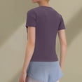 thumbnail image 3 of Womens Tops Women's Fashion Pullover Slim T-shirt Round Neck Short Sleeve Color Top Purple M, 3 of 3