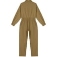 thumbnail image 6 of CHICTRY Big Girls Stand Collar Jumpsuit with Pockets Mechanic Boiler Suit One Piece Romper Coverall Khaki 16, 6 of 7