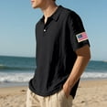 thumbnail image 6 of Jjayotai Henley Shirts for Men, Men's Summer Cotton Linen Casual Embroidered Flag Printed Polo Shirt T-shirt Short Sleeve Lapel Top, True Classic Tees Men, 6 of 9