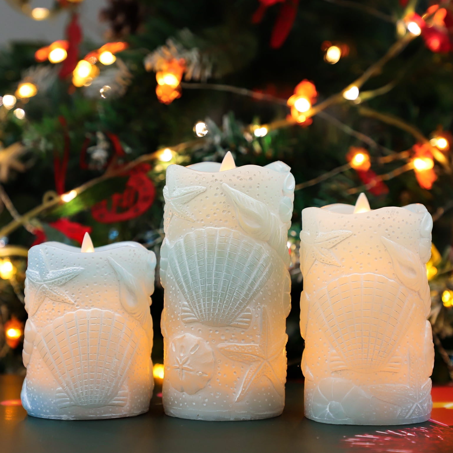 Meltone LED Flameless Candles with Remote(D 3" x H 4" 5" 6"), Battery Powered, Blue