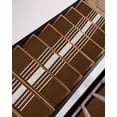 thumbnail image 3 of Abstract White Striped Stair Treads Non Slip for Steps Simple Brown Linen Modern 15 Pcs Reusable Adhesive Stair Runner Mats for Dogs Elders Carpet Treads Rugs for Staircase 8x30 In, 3 of 7