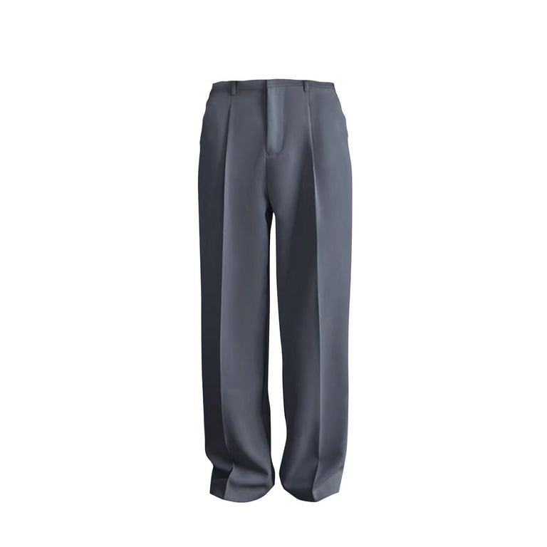 MGCWSH Men's Pleated Straight Wide Leg Suit Pants Business