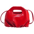 thumbnail image 1 of Bolso Bandolera Nube Cuero PU Con Cordón Mano Sólido Plisado para Mujer, 1 of 9