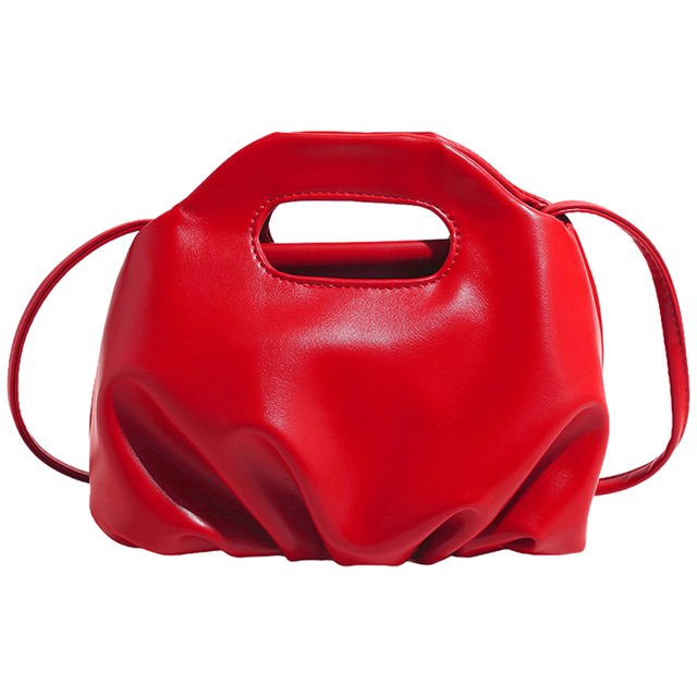 Bolso Bandolera Nube Cuero PU Con Cordón Mano Sólido Plisado para Mujer