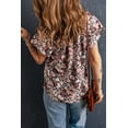 thumbnail image 3 of Women's Multicolor V-neck Short Sleeve Fashion Print Fantasy Fluttering Blouse, 3 of 19
