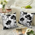 thumbnail image 5 of DaShan Black and White Pillow Cover 18x18 Set of 2,Floral Decorative Pillow Cases Couch Cushion for Bedroom Home Decor, 5 of 6