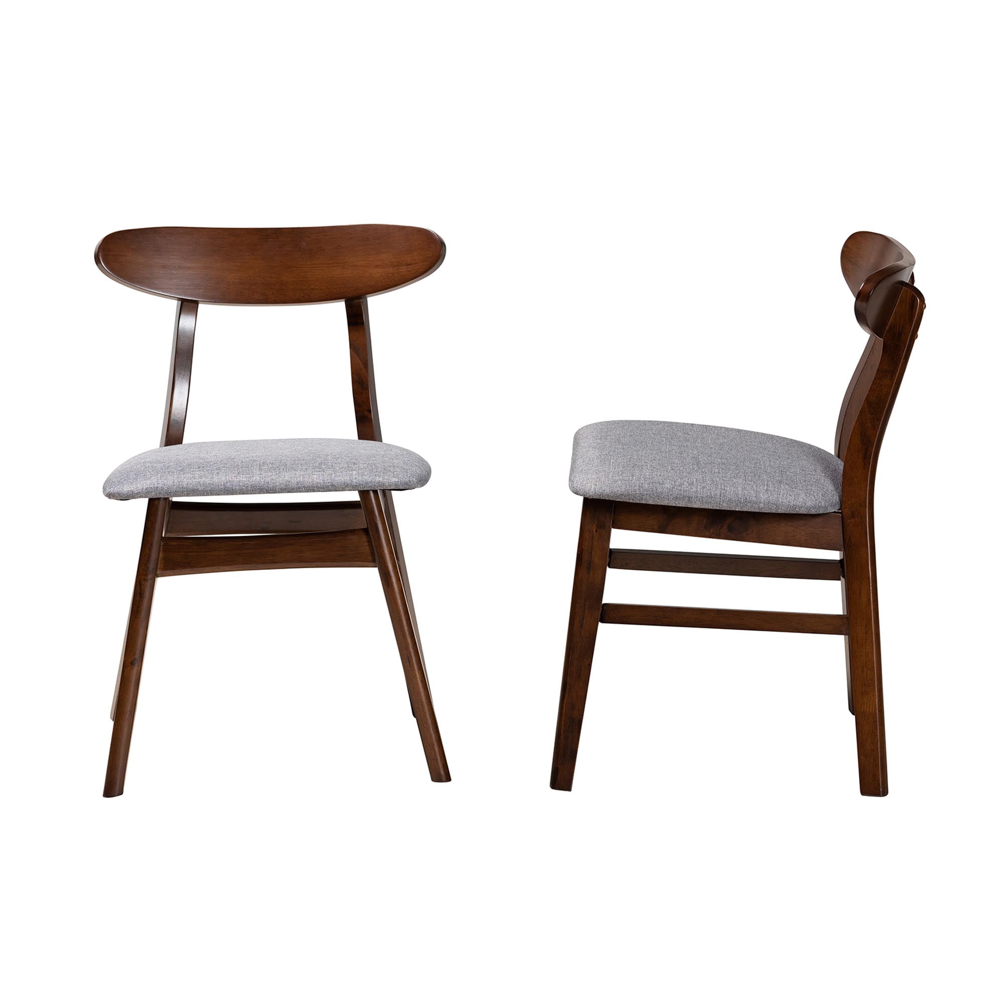 Baxton Studio Ulyana Mid-Century Grey Fabric and Dirty Oak Finished Wood 2-Piece Dining Chair Set