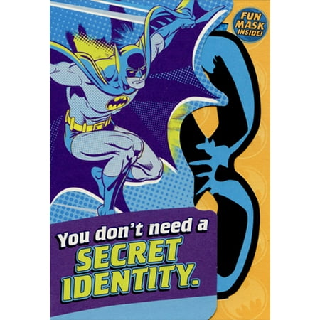 Batman Birthday Card Hallmark Batman Don't Need Secret Identity DC Comics Juvenile Birthday Card for Boy with Fun Mask ()