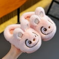 thumbnail image 2 of Fesfesfes Bunny Ear Kids Slippers Warm Fuzzy Indoor Outdoor Shoes for Children Cozy Winter House Shoes for Girls Boys Non Slip Sole Casual Footwear(Pink,4.5-5 Years), 2 of 5