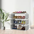 thumbnail image 3 of xgfhyjeh Small Narrow Vertical Shoe Rack Organizer for Closet, Stackable Shoe Rack for Front Door Entrance, 4 Tier Modern Shoe Cabinet, Free Standing Shoes Storage Stand Shelf for Entryway, 3 of 6