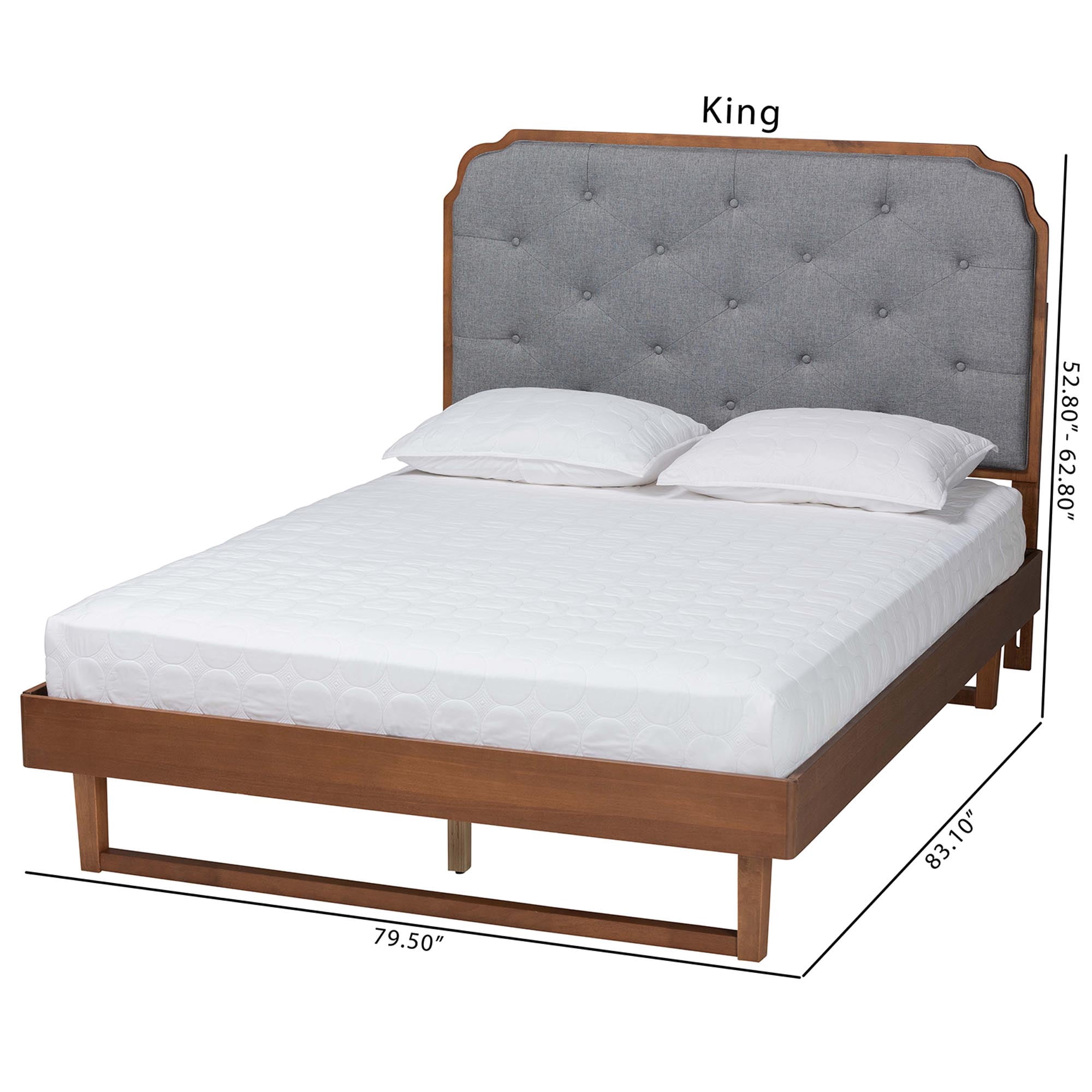 Baxton Studio Roald Mid-Century Platform bed, King, Walnut Brown