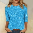 thumbnail image 2 of ZVAVZ Hauts d'Été Décontractés pour Femmes, Chandail Imprimé Mode pour Femmes, T-Shirts à Manches 3/4 Col Rond, T-Shirts Graphiques pour Femmes en Solde Bleu, P, 2 of 5