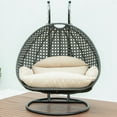 thumbnail image 4 of LeisureMod 2 Person Wicker Egg Chair Outdoor Indoor Bedroom Patio Hanging Lounge Swing Hammock Chairs with Black Stand and UV Resistant Cushions (Beige), 4 of 5