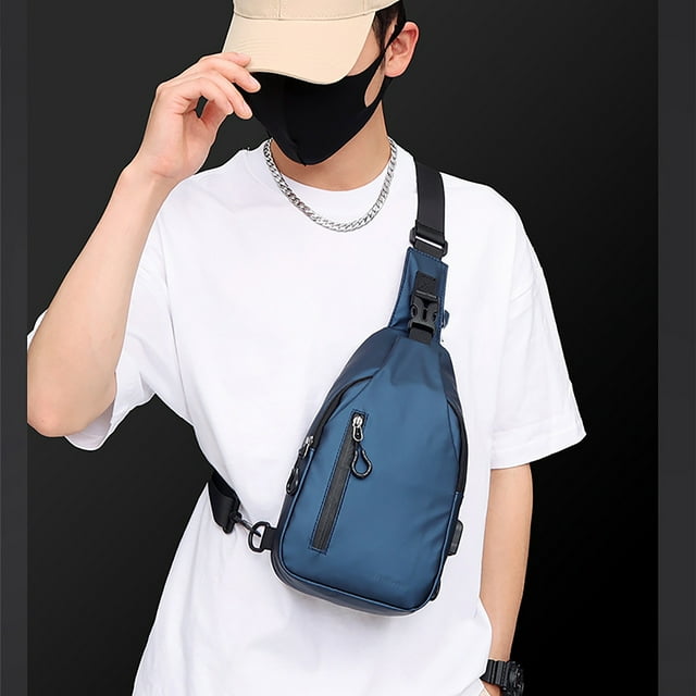 Bolso pectoral para hombre | Mochila bandolera para el hombro | Nylon ligero multifuncional | Resistente al agua | Múltiples compartimentos | Moda Casual | 32x16x7cm | Para la escuela, el